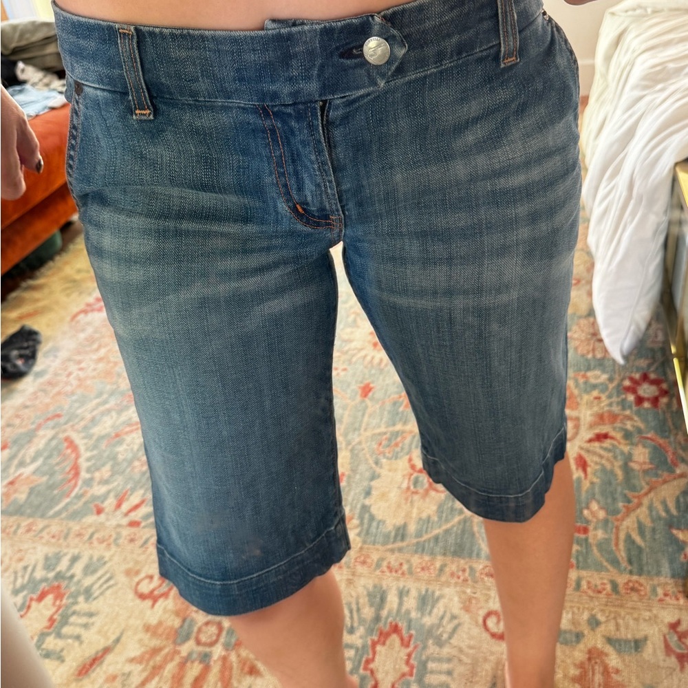 7 For All Mankind Blue Denim Bermudas